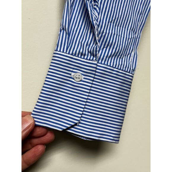 NWOT - ZARA Classic Blue/White Striped Button Up Long Sleeve Bodysuit, Sz XS - Picture 3 of 10